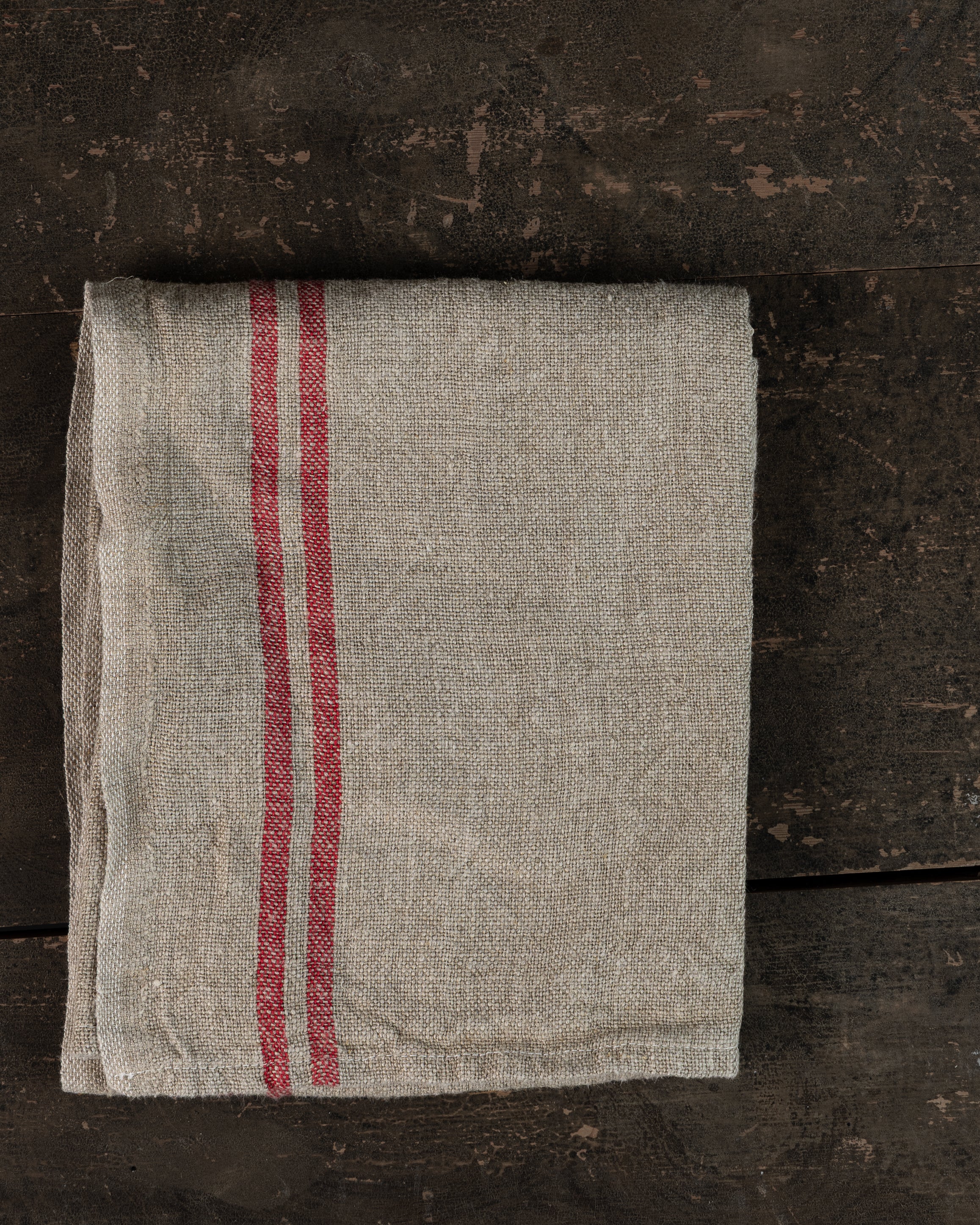 Kjøkkenhåndkle - natur og rødt 52x70 cm