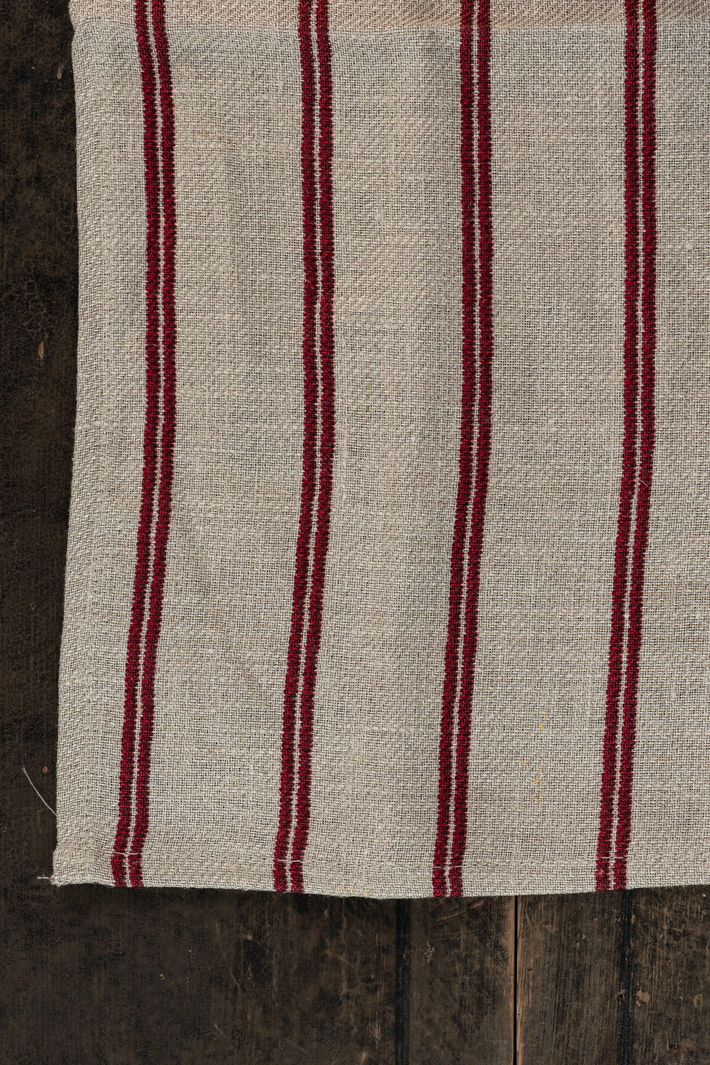 Stripet kjøkkenhåndkle - rød/natur