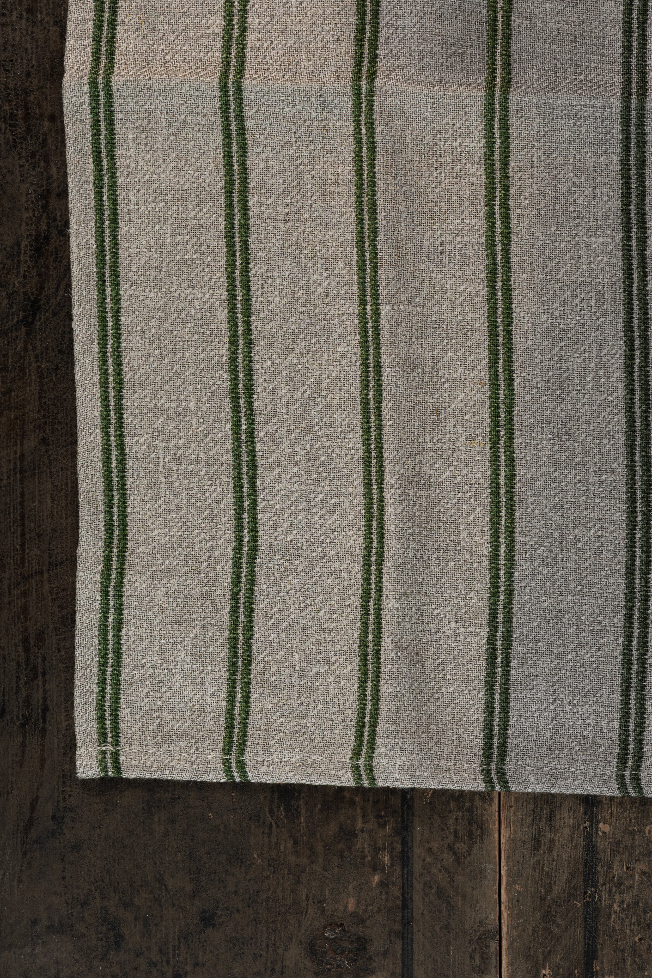 Stripet kjøkkenhåndkle - grønn/natur