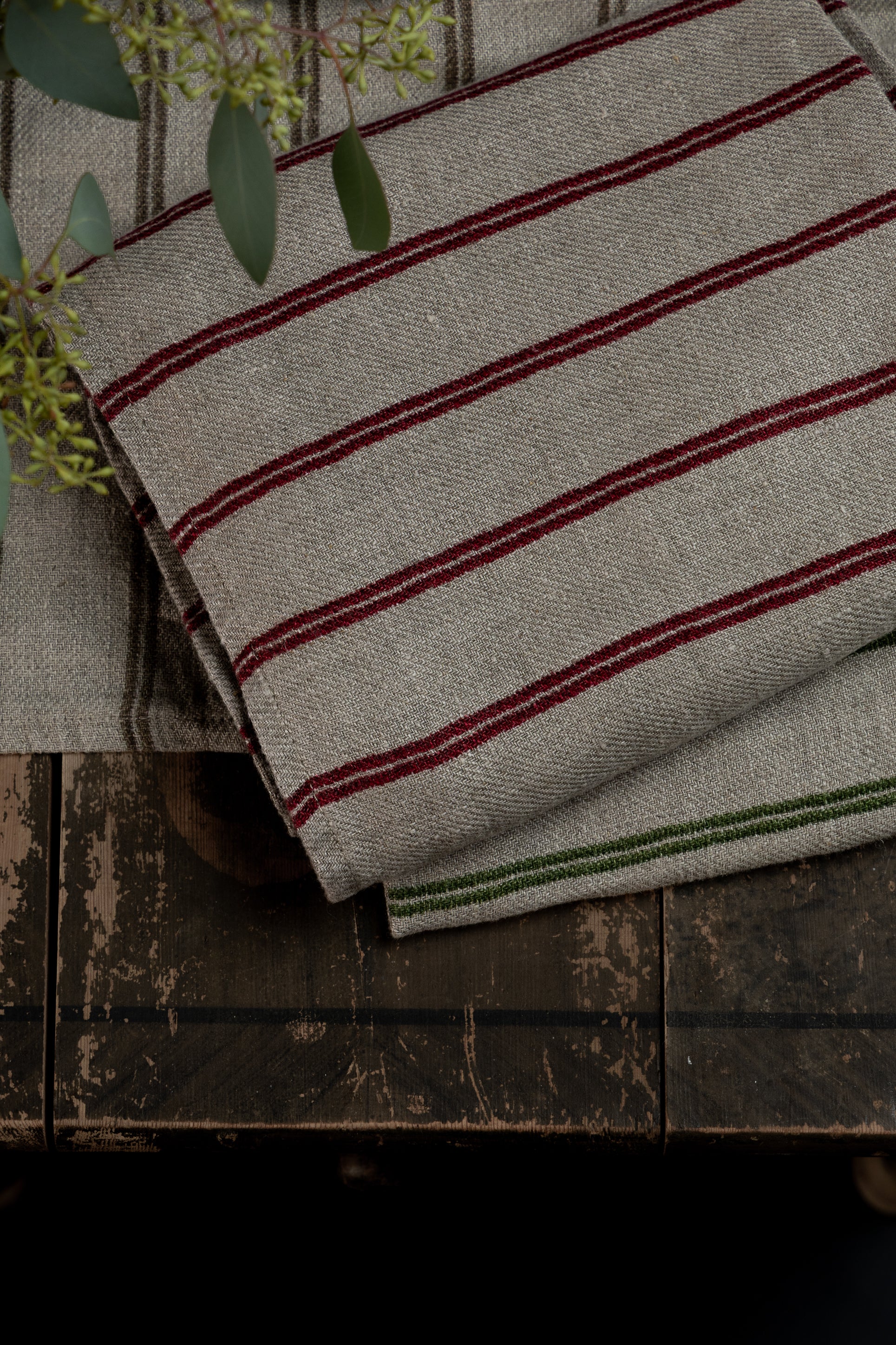 Vändteg løper 42x250 cm - Natur og rød