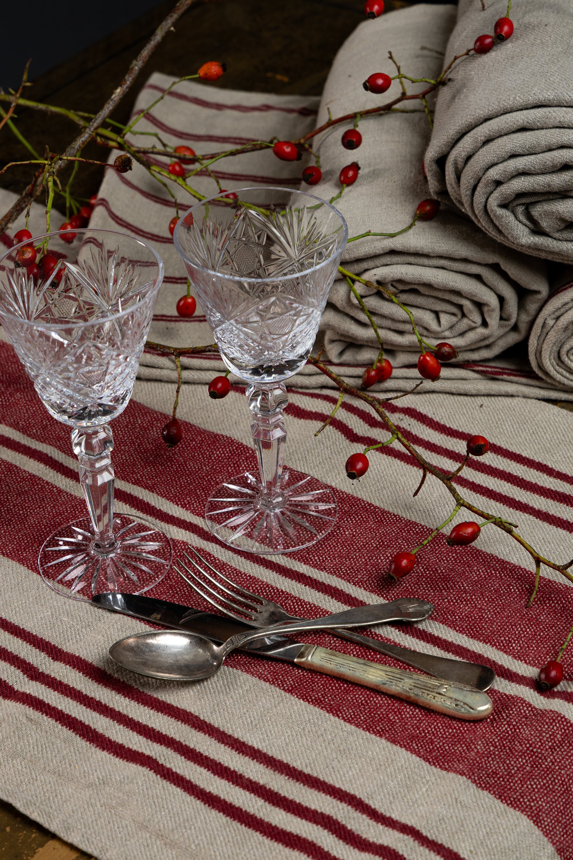 Løper rød og natur 45x250cm