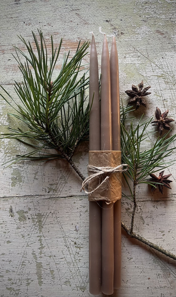 Tynne stearinlys 4 pk - Nougat, 28 cm