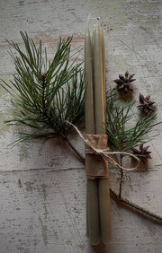 Tynne stearinlys 4 pk - Oliven, 28 cm