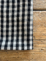 Rutete kjøkkenhåndkle i natur/sort 100% lin, 2stk