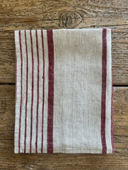 Stripete kjøkkenhåndkle i natur/rød 100% lin, 2stk