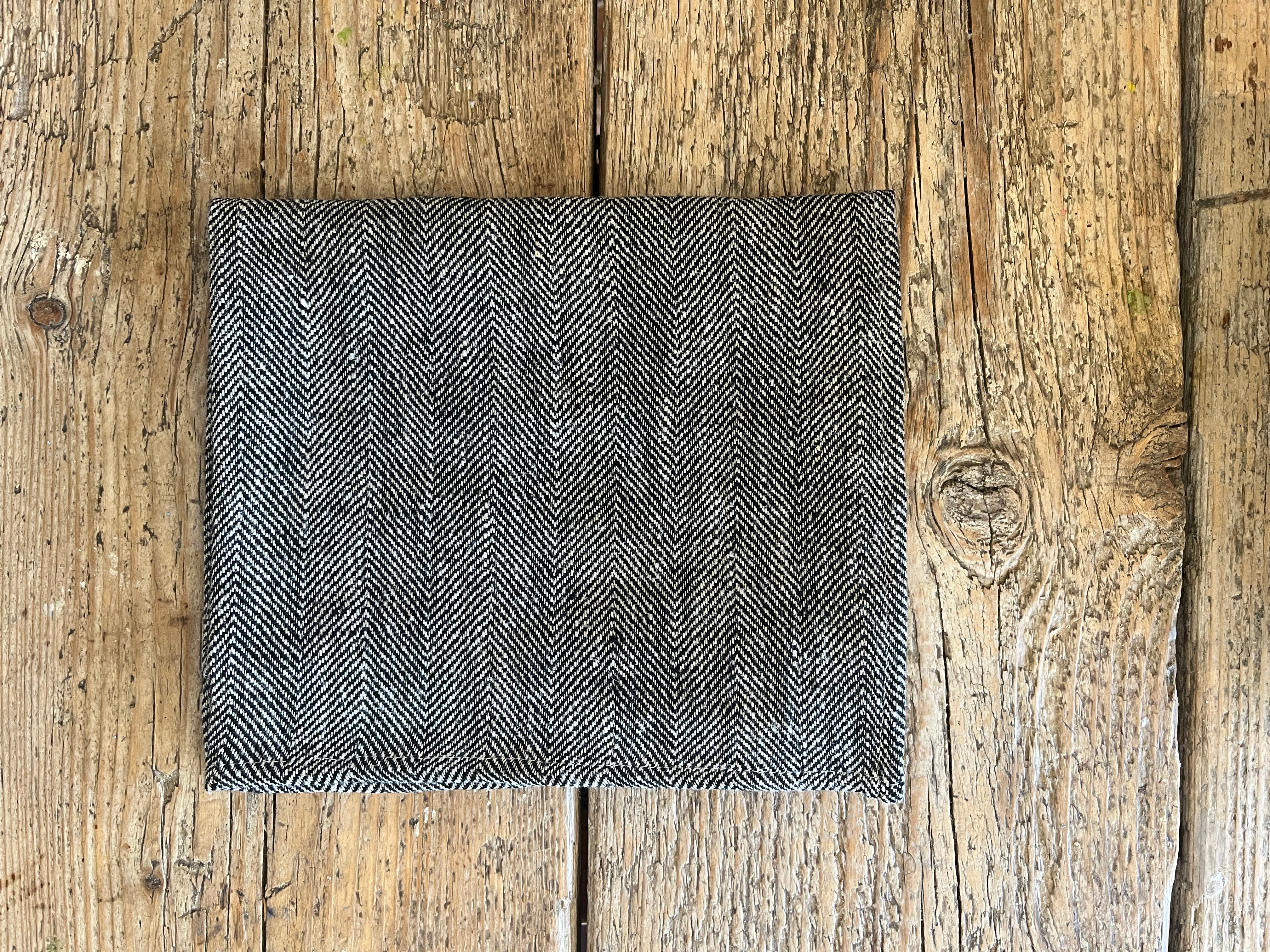 Kjøkkenhåndkle i sort/natur 100% lin, 2stk