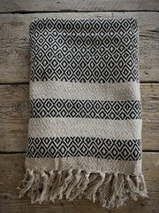 Strandhåndkle sort/hvitt