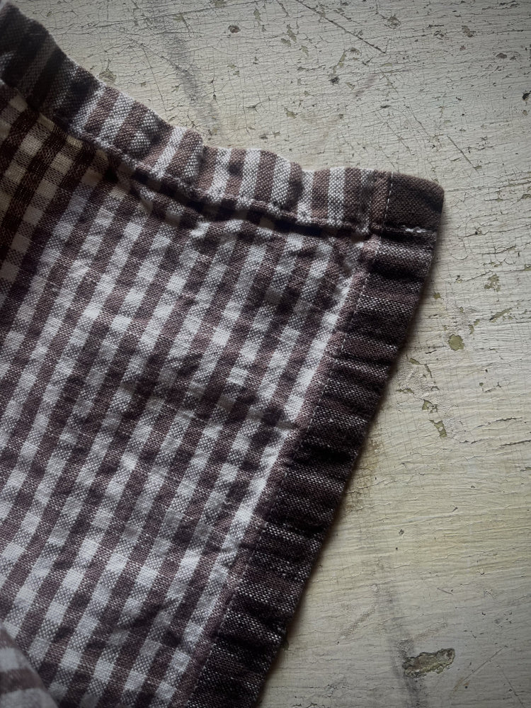 Kjøkkenhåndkle rutete brunt og offwhite