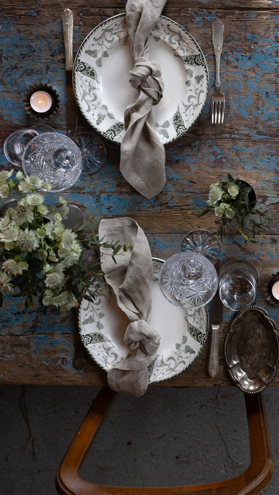 Eldre franske tallerkener 2 stk 23 cm - grønne