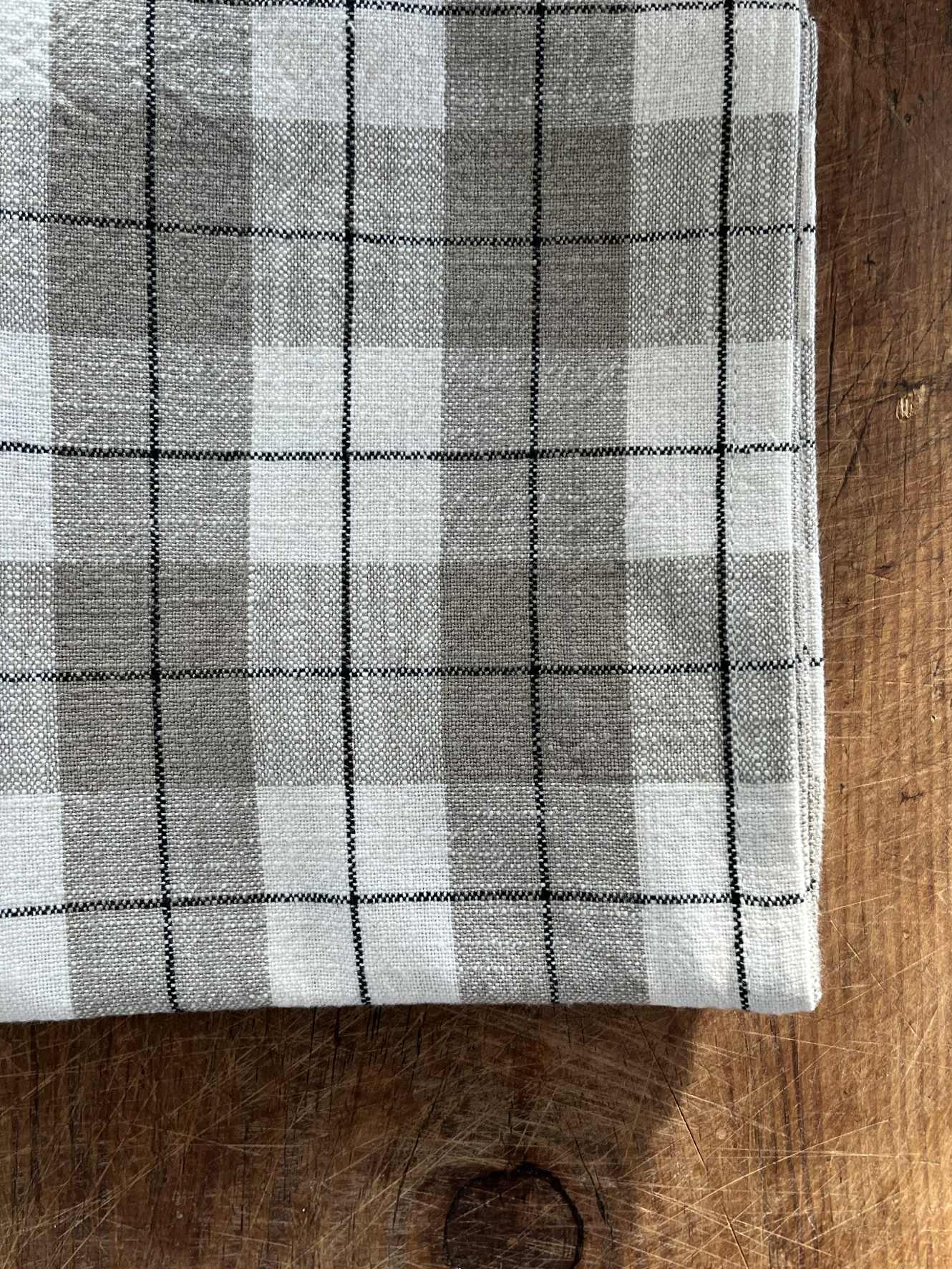 Kjøkkenhåndkle - rutete oliven, sort og beige 50x70cm