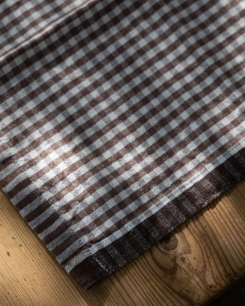 Kjøkkenhåndkle rutete brunt og offwhite