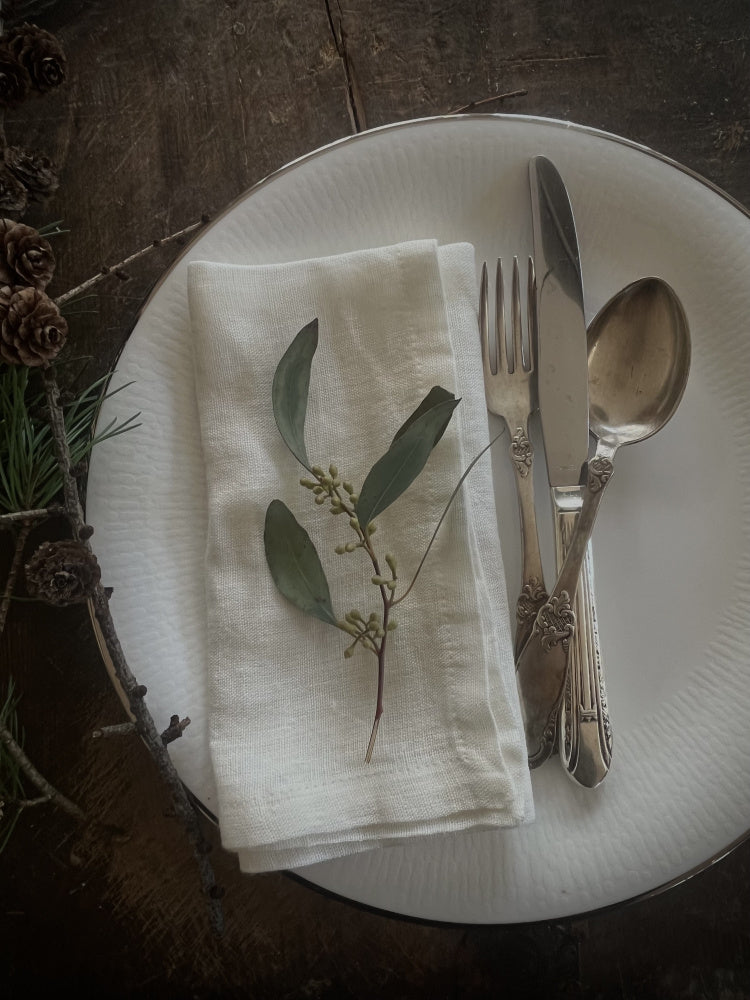 Linserviett 4 pk - Hvit