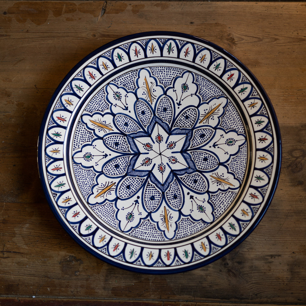 Håndmalt fat blått 40 cm