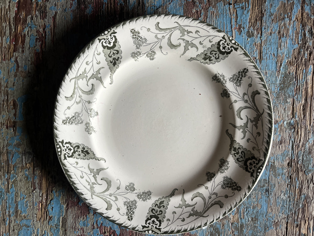 Eldre franske tallerkener 2 stk 23 cm - grønne