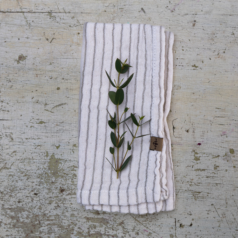 Tøyserviett 4 pk, elfenben og olivengrønn