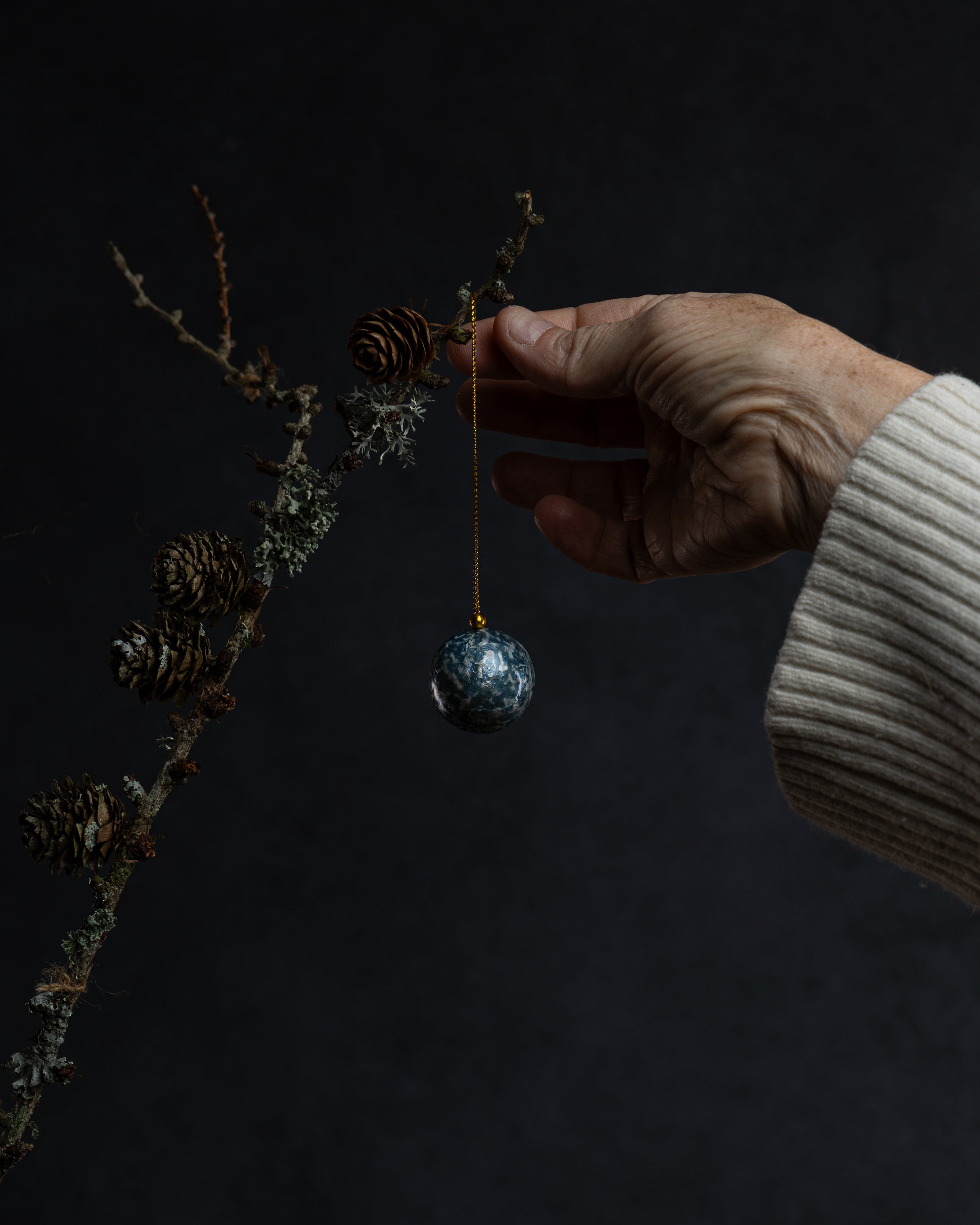 Julekule blå og sølv str S