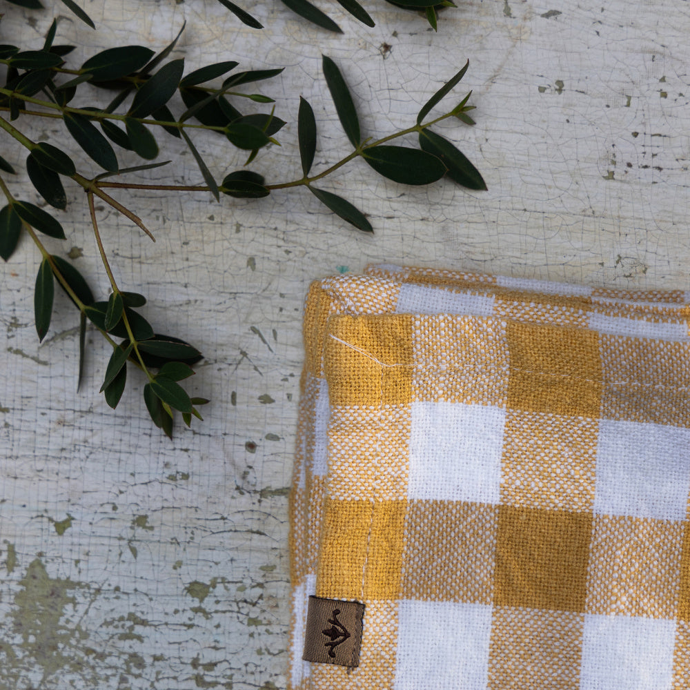 Tøyserviett 4 pk - Gul og hvit