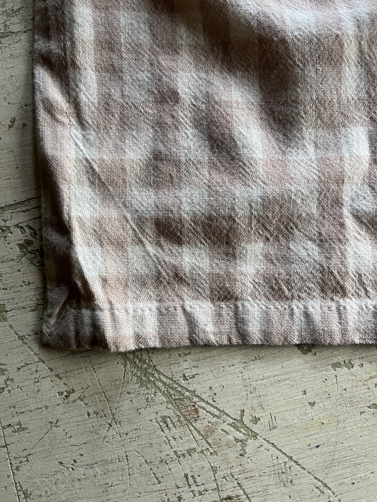 Kjøkkenhåndkle - Rutete gammelrosa og hvit