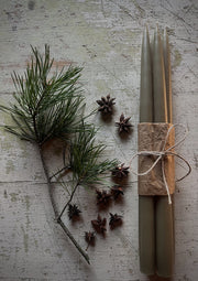 Kronelys 4 pk- Oliven, 35 cm