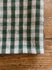 Rutete kjøkkenhåndkle i natur/grønn - 100% lin, 2stk