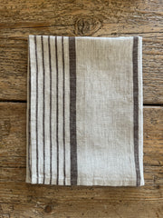 Stripete kjøkkenhåndkle i natur/brun 100% lin, 2stk