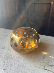 Messinglysestake stjerner telys