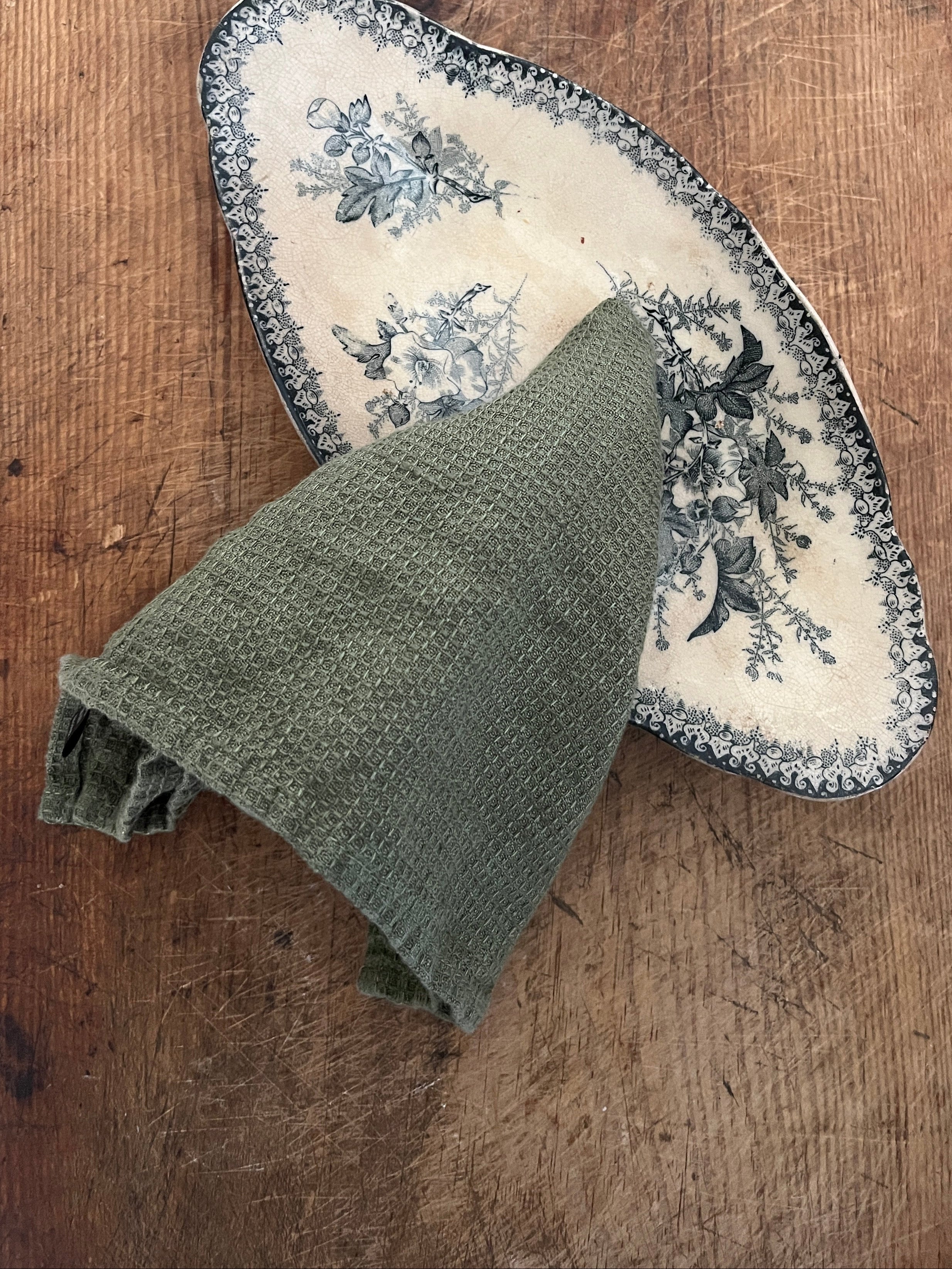 Kjøkkenklut i slitesterk vevd lin - Olivengrønn