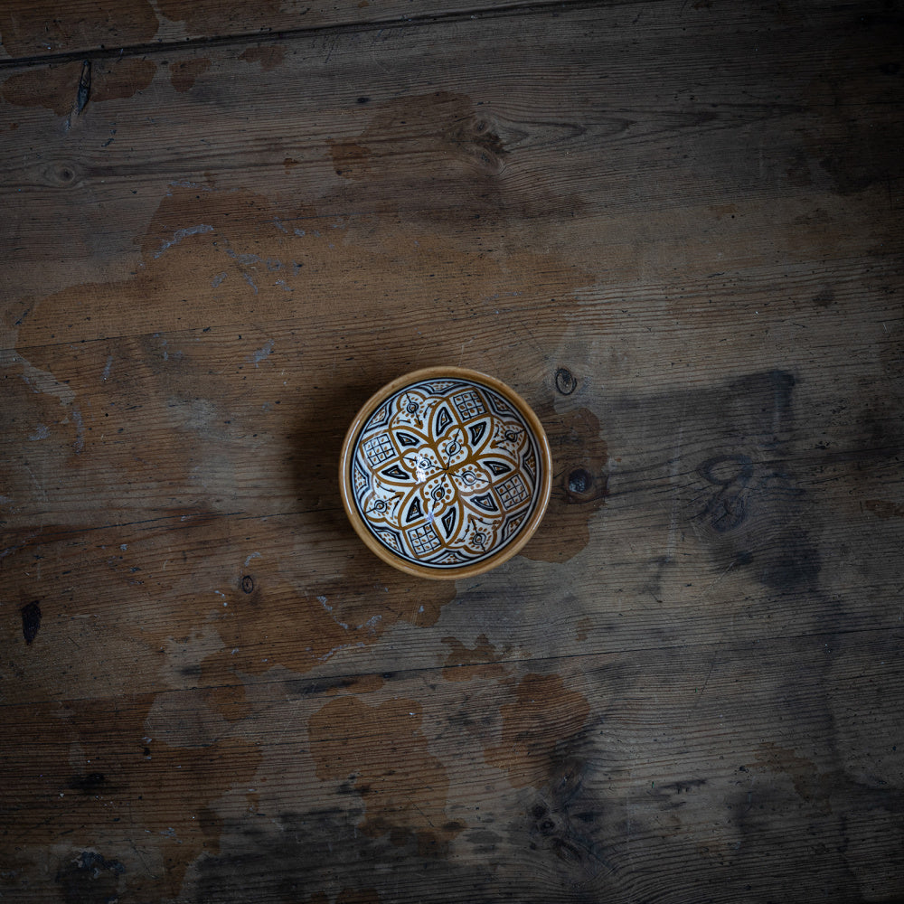 Håndmalt skål brente farger 12 cm