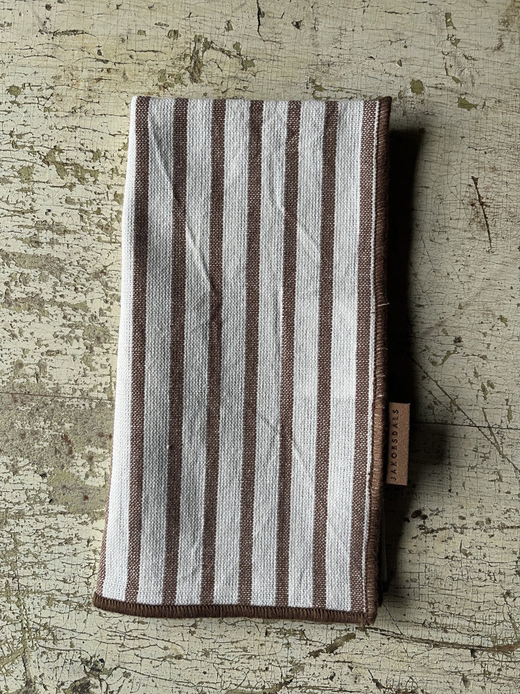 Tøyserviett 4 stk , brun og hvitstripete