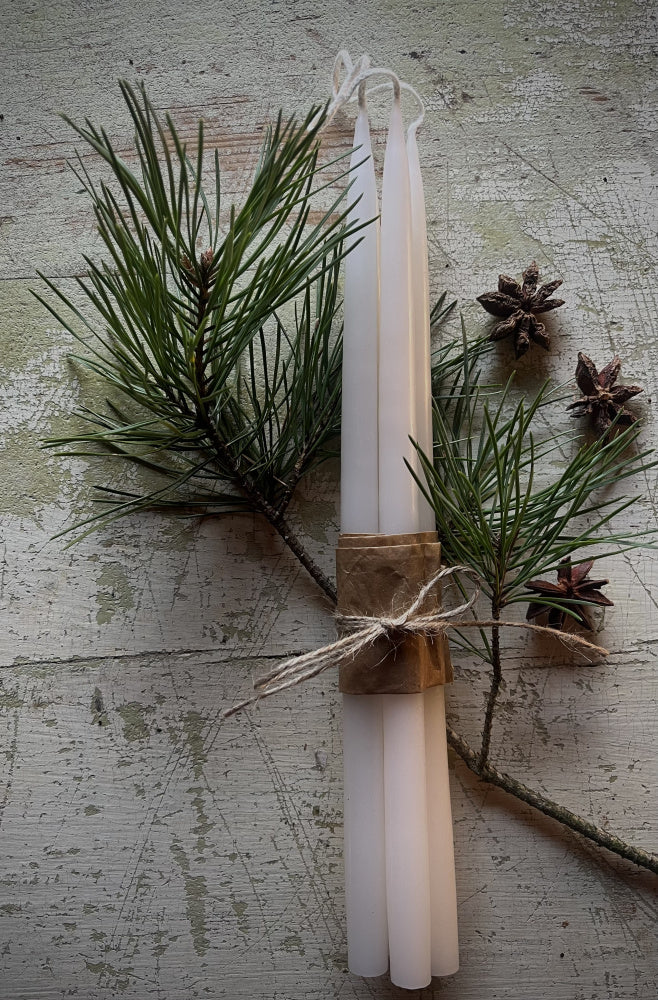 Tynne stearinlys 4 pk, Off-white, 28 cm