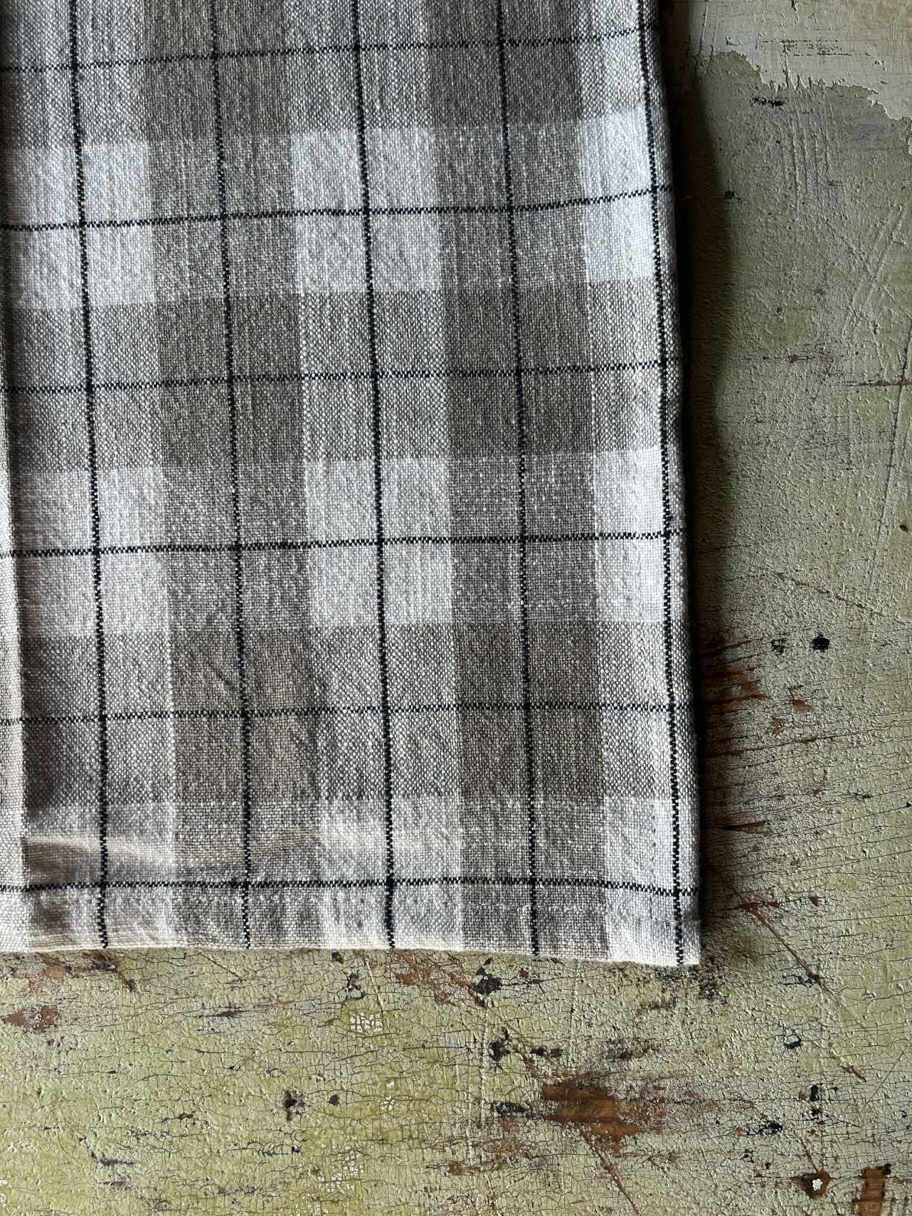 Kjøkkenhåndkle - rutete oliven, sort og beige 50x70cm