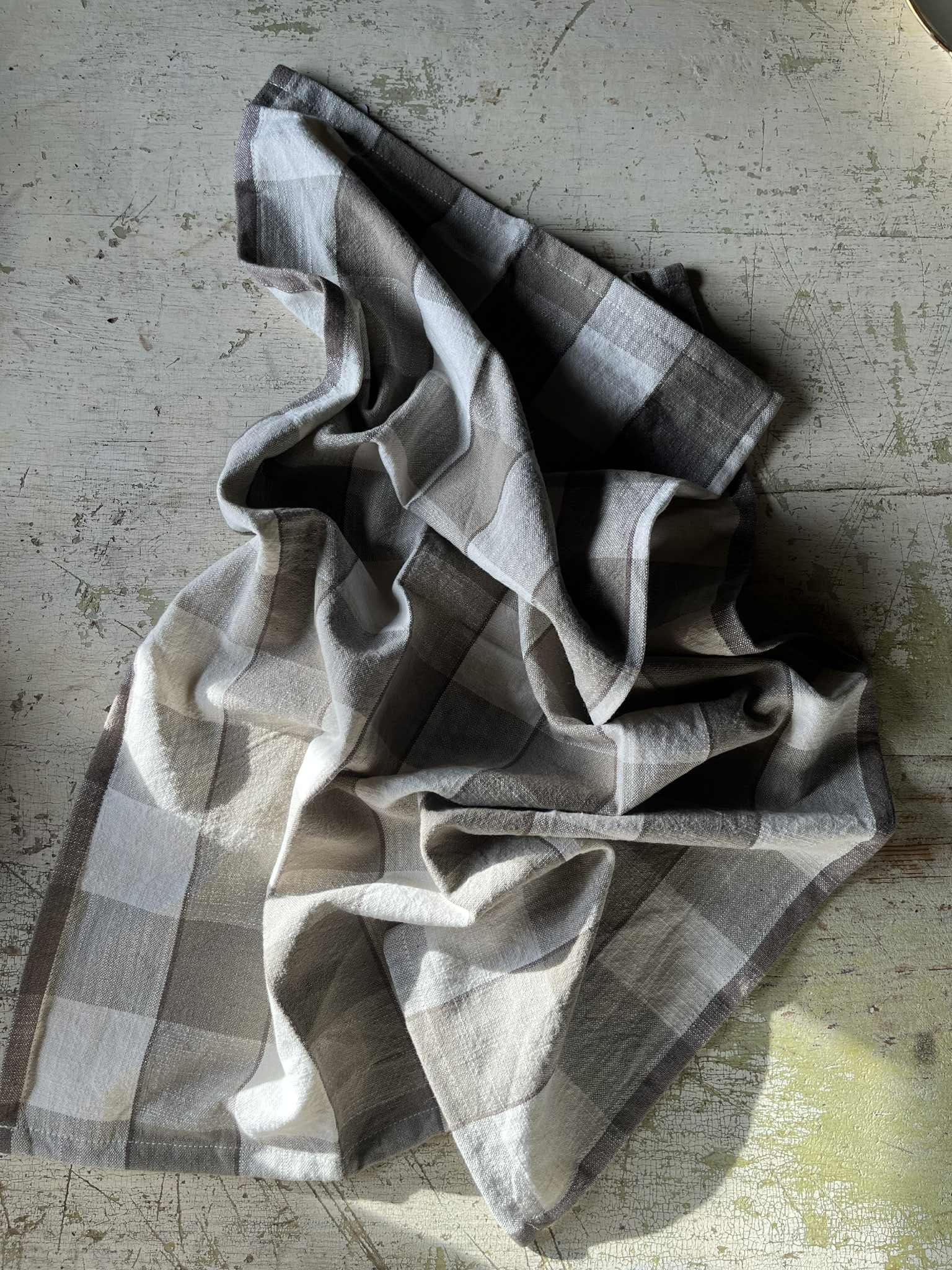 Kjøkkenhåndkle 50x70 cm - rutete grågrønt