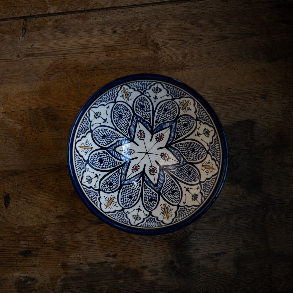 Håndmalt skål blå 25 cm