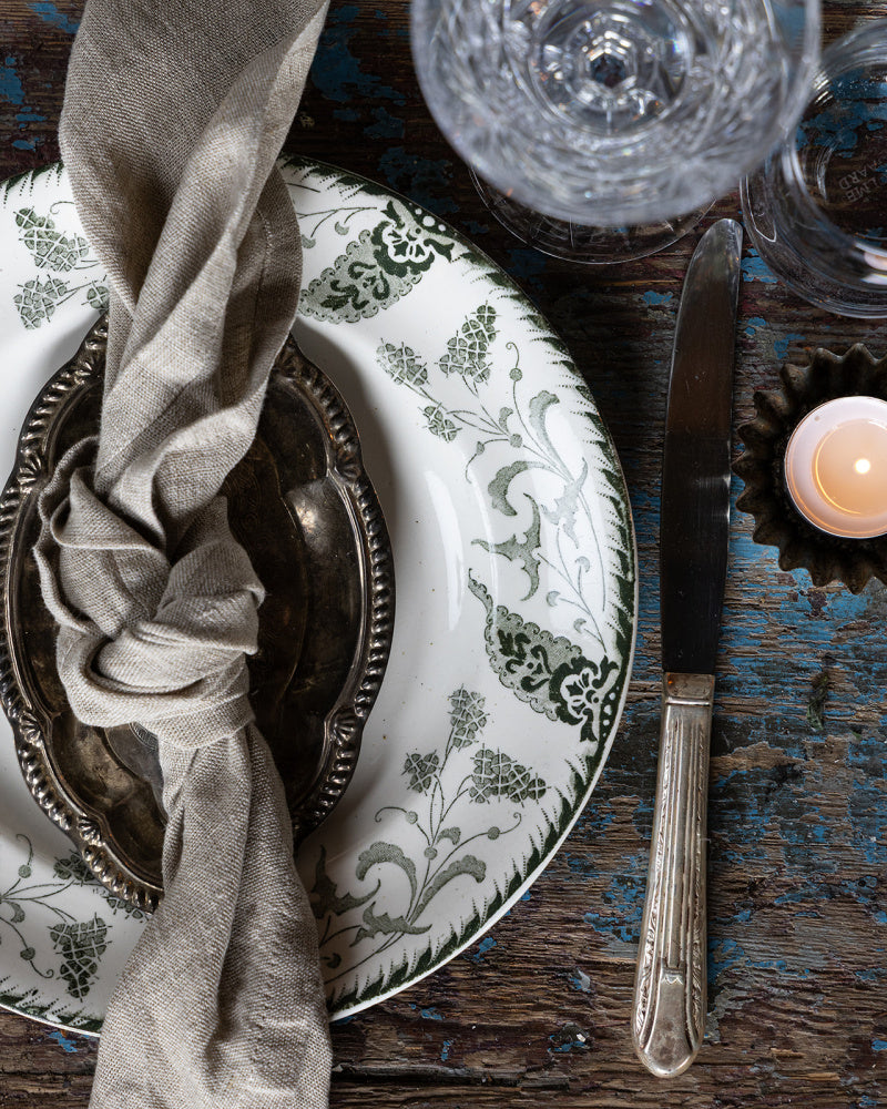 Eldre franske tallerkener 2 stk, grønne