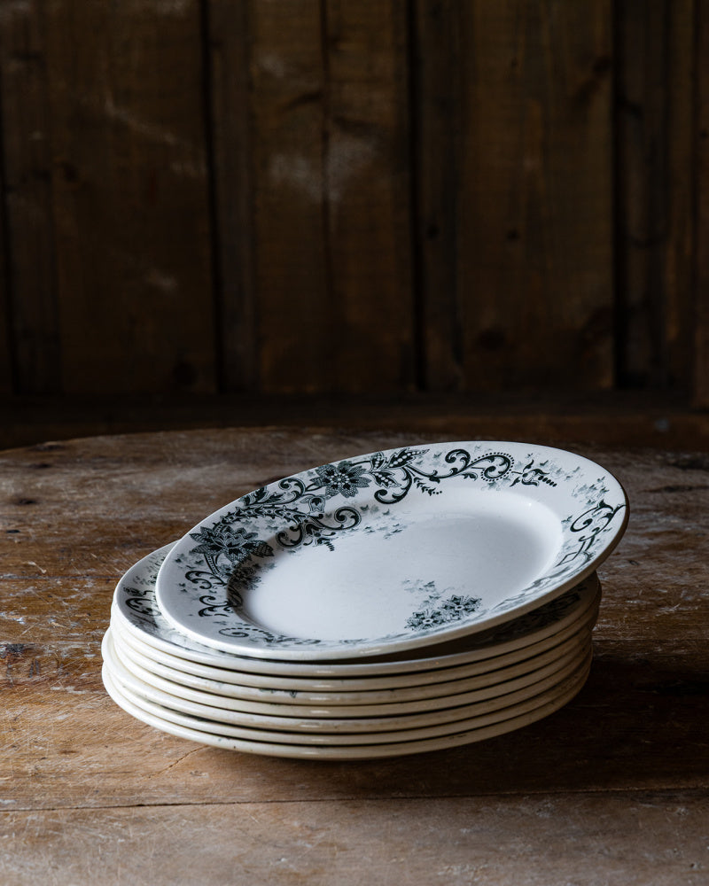 Eldre franske tallerkener 23 cm 2 stk - grønne