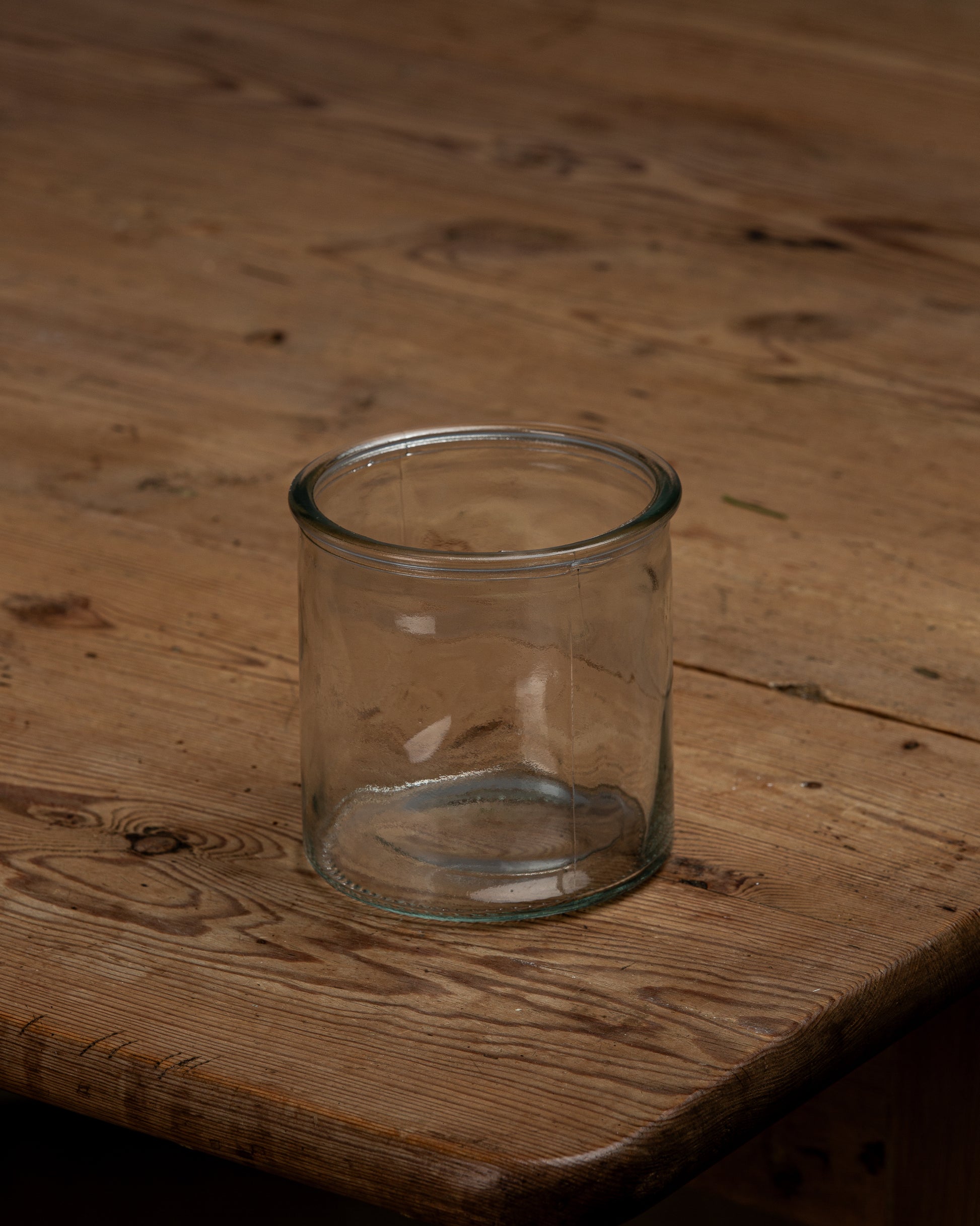 Liten rund glassvase - lyslykt 