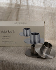 2pk lysestaker i børstet sølv fra ester & erik 