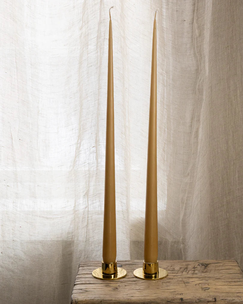 2 stk ester & erik lysestaker i blank gull med stearinlys