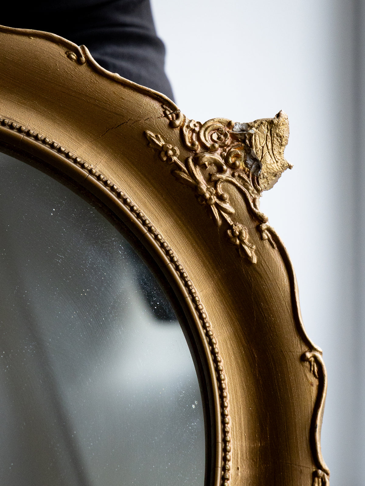 Vintage speil med gullramme - 48x37cm