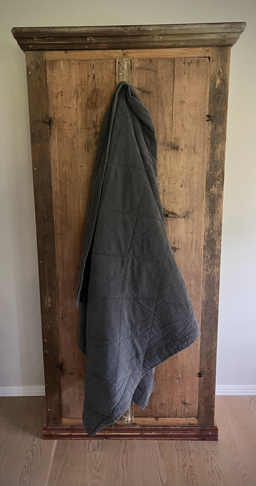 «Vintage» pledd - grått 140x200 cm