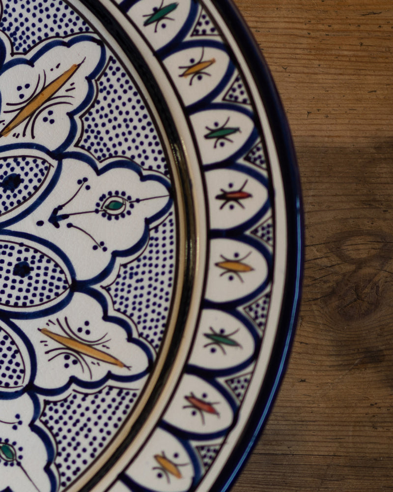 Håndmalt fat 40 cm - blått