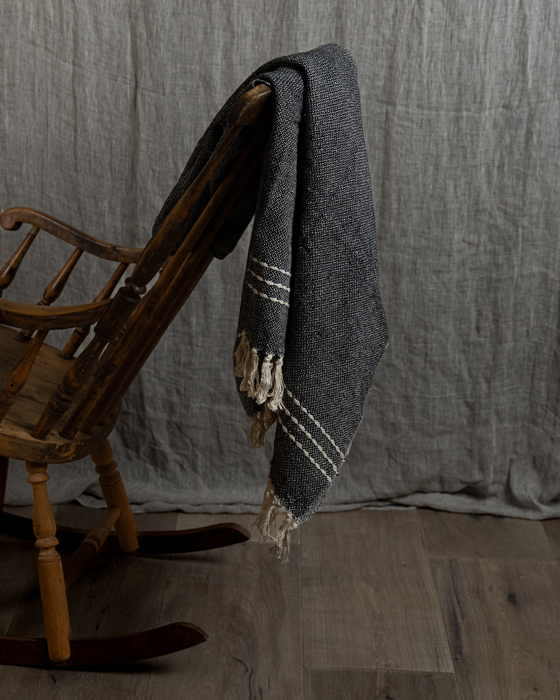 Strandhåndkle - sort og hvitt