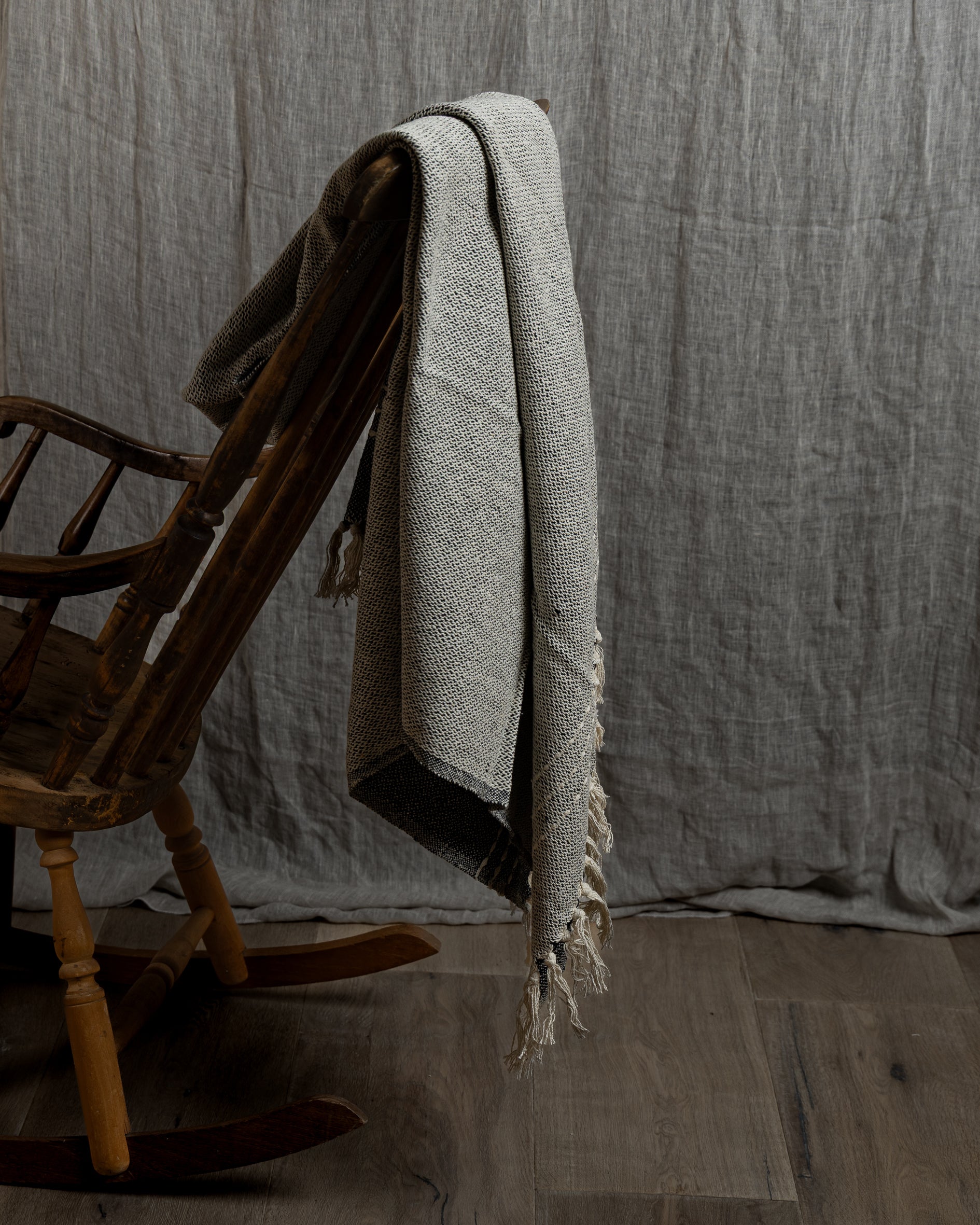 Strandhåndkle - sort og hvitt