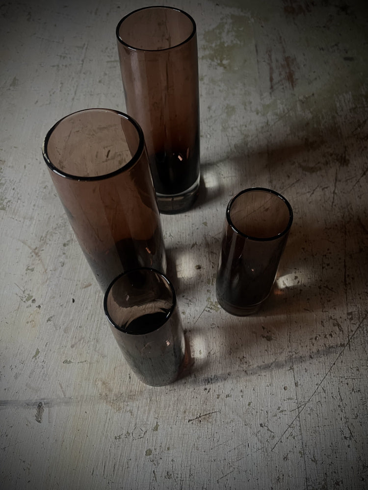 4stk brune vintage glassvaser 