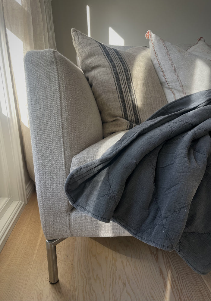 «Vintage» pledd - grått 140x200 cm