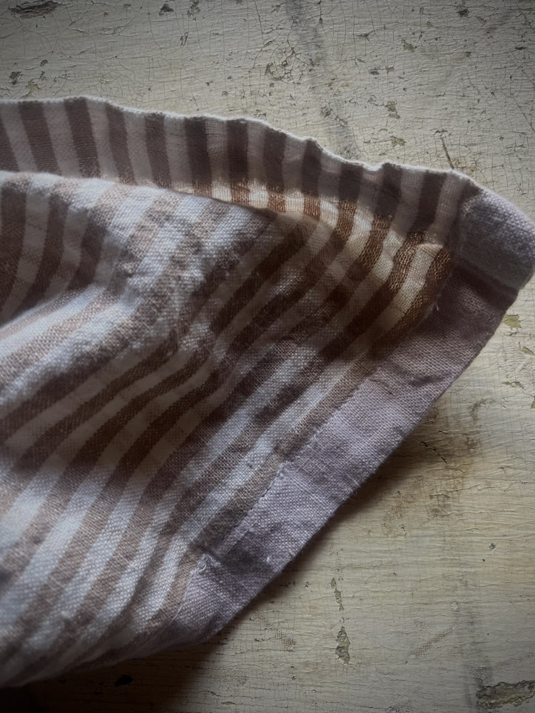 Kjøkkenhåndkle - rutete lysebrun og offwhite